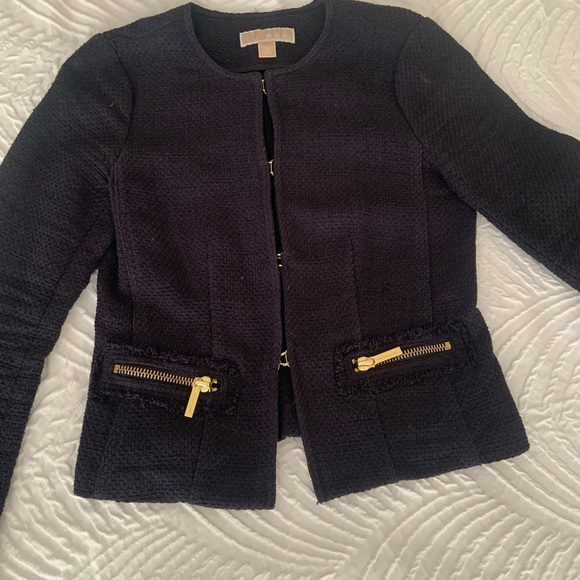 Michael Kors Blue Marine Blazer with Tailored Silhouette and Embellishments. - Picture 9 of 14